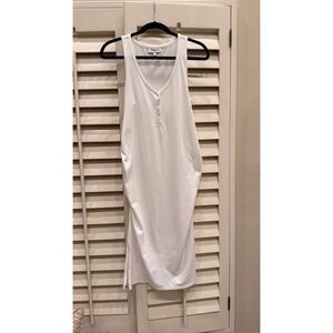 Motherhood Maternity White Sleeveless Side-Ruched Henley Dress - Size M